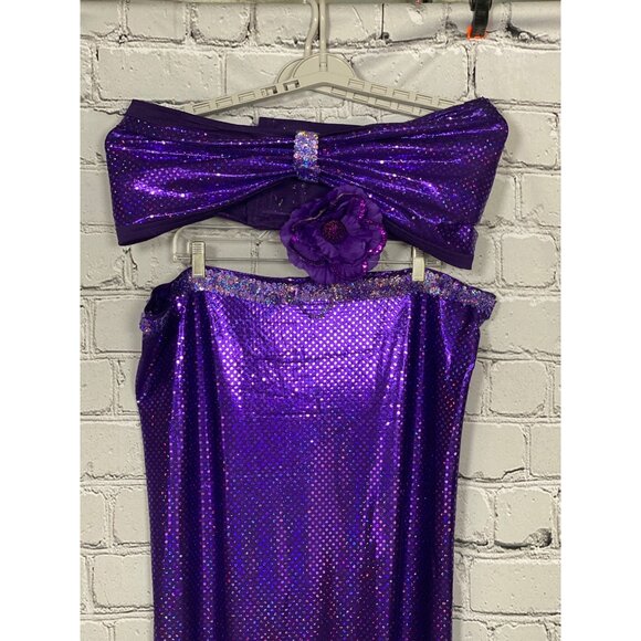 Mermaid Merman Purple Sparkle 3 Piece Adult L XL Costume Drama Dept As Is - Picture 3 of 16